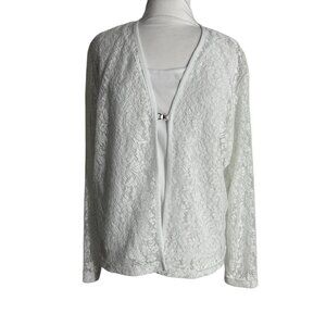 Vintage Ilyza Blouse Faux 2 Piece Size Large Lace Long Sleeve Romantic Modest